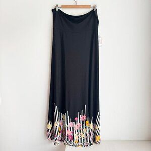 Lularoe Floral Black Orange Maxi Skirt 2XL